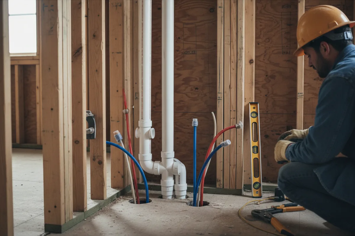 Drain and supply rough-in during Leak Detection in Mount Juliet